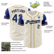 Load image into Gallery viewer, Custom Cream Royal-Old Gold Authentic Two Tone Baseball Jersey