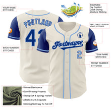 Load image into Gallery viewer, Custom Cream Royal-Light Blue Authentic Two Tone Baseball Jersey