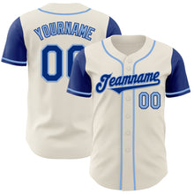 Load image into Gallery viewer, Custom Cream Royal-Light Blue Authentic Two Tone Baseball Jersey