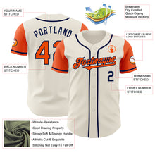 Load image into Gallery viewer, Custom Cream Orange-Navy Authentic Two Tone Baseball Jersey