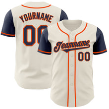 Load image into Gallery viewer, Custom Cream Navy-Orange Authentic Two Tone Baseball Jersey