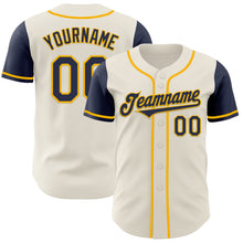 Load image into Gallery viewer, Custom Cream Navy-Gold Authentic Two Tone Baseball Jersey