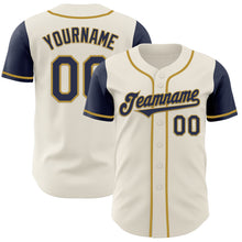 Load image into Gallery viewer, Custom Cream Navy-Old Gold Authentic Two Tone Baseball Jersey