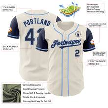 Load image into Gallery viewer, Custom Cream Navy-Light Blue Authentic Two Tone Baseball Jersey