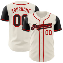Load image into Gallery viewer, Custom Cream Black-Red Authentic Two Tone Baseball Jersey