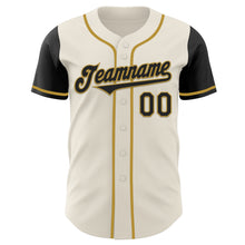 Laden Sie das Bild in den Galerie-Viewer, Custom Cream Black-Old Gold Authentic Two Tone Baseball Jersey