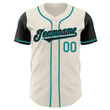 Laden Sie das Bild in den Galerie-Viewer, Custom Cream Black-Teal Authentic Two Tone Baseball Jersey