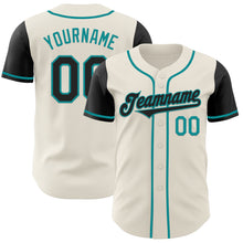 Laden Sie das Bild in den Galerie-Viewer, Custom Cream Black-Teal Authentic Two Tone Baseball Jersey