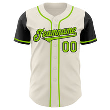 Laden Sie das Bild in den Galerie-Viewer, Custom Cream Neon Green-Black Authentic Two Tone Baseball Jersey
