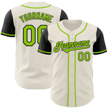 Laden Sie das Bild in den Galerie-Viewer, Custom Cream Neon Green-Black Authentic Two Tone Baseball Jersey