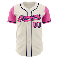 Laden Sie das Bild in den Galerie-Viewer, Custom Cream Pink-Navy Authentic Two Tone Baseball Jersey