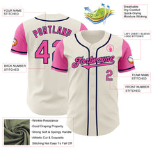 Laden Sie das Bild in den Galerie-Viewer, Custom Cream Pink-Navy Authentic Two Tone Baseball Jersey