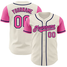 Laden Sie das Bild in den Galerie-Viewer, Custom Cream Pink-Navy Authentic Two Tone Baseball Jersey