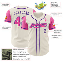 Laden Sie das Bild in den Galerie-Viewer, Custom Cream Pink-Purple Authentic Two Tone Baseball Jersey