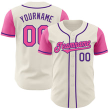 Laden Sie das Bild in den Galerie-Viewer, Custom Cream Pink-Purple Authentic Two Tone Baseball Jersey