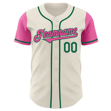 Laden Sie das Bild in den Galerie-Viewer, Custom Cream Pink-Kelly Green Authentic Two Tone Baseball Jersey