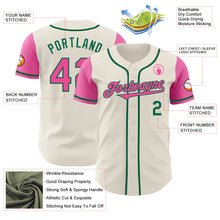 Laden Sie das Bild in den Galerie-Viewer, Custom Cream Pink-Kelly Green Authentic Two Tone Baseball Jersey