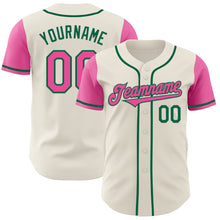Laden Sie das Bild in den Galerie-Viewer, Custom Cream Pink-Kelly Green Authentic Two Tone Baseball Jersey