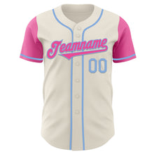 Laden Sie das Bild in den Galerie-Viewer, Custom Cream Pink-Light Blue Authentic Two Tone Baseball Jersey