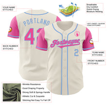 Laden Sie das Bild in den Galerie-Viewer, Custom Cream Pink-Light Blue Authentic Two Tone Baseball Jersey