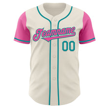 Laden Sie das Bild in den Galerie-Viewer, Custom Cream Pink-Teal Authentic Two Tone Baseball Jersey