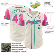 Laden Sie das Bild in den Galerie-Viewer, Custom Cream Pink-Teal Authentic Two Tone Baseball Jersey