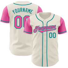 Laden Sie das Bild in den Galerie-Viewer, Custom Cream Pink-Teal Authentic Two Tone Baseball Jersey
