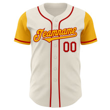 Laden Sie das Bild in den Galerie-Viewer, Custom Cream Gold-Red Authentic Two Tone Baseball Jersey