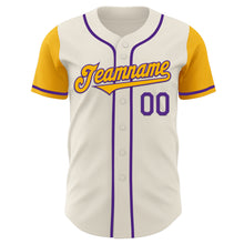 Laden Sie das Bild in den Galerie-Viewer, Custom Cream Gold-Purple Authentic Two Tone Baseball Jersey