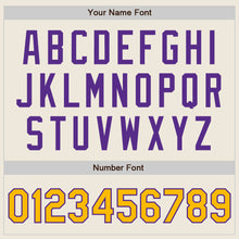 Laden Sie das Bild in den Galerie-Viewer, Custom Cream Gold-Purple Authentic Two Tone Baseball Jersey