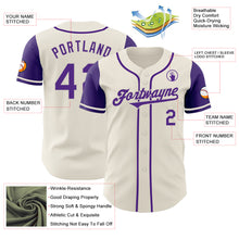 Laden Sie das Bild in den Galerie-Viewer, Custom Cream Purple Authentic Two Tone Baseball Jersey
