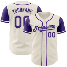 Laden Sie das Bild in den Galerie-Viewer, Custom Cream Purple Authentic Two Tone Baseball Jersey