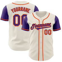 Laden Sie das Bild in den Galerie-Viewer, Custom Cream Purple-Orange Authentic Two Tone Baseball Jersey