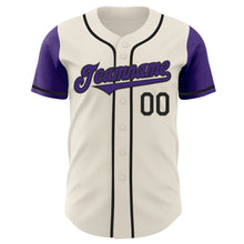 Laden Sie das Bild in den Galerie-Viewer, Custom Cream Purple-Black Authentic Two Tone Baseball Jersey