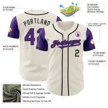 Laden Sie das Bild in den Galerie-Viewer, Custom Cream Purple-Black Authentic Two Tone Baseball Jersey