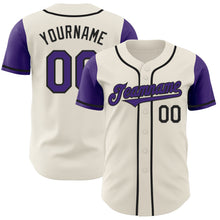 Laden Sie das Bild in den Galerie-Viewer, Custom Cream Purple-Black Authentic Two Tone Baseball Jersey