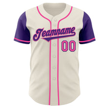 Laden Sie das Bild in den Galerie-Viewer, Custom Cream Purple-Pink Authentic Two Tone Baseball Jersey