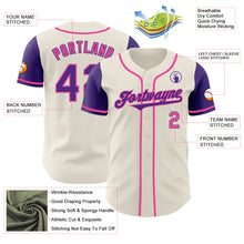 Laden Sie das Bild in den Galerie-Viewer, Custom Cream Purple-Pink Authentic Two Tone Baseball Jersey