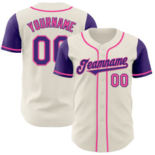 Laden Sie das Bild in den Galerie-Viewer, Custom Cream Purple-Pink Authentic Two Tone Baseball Jersey