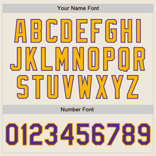 Laden Sie das Bild in den Galerie-Viewer, Custom Cream Purple-Gold Authentic Two Tone Baseball Jersey