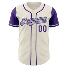 Laden Sie das Bild in den Galerie-Viewer, Custom Cream Gray-Purple Authentic Two Tone Baseball Jersey