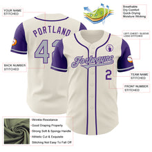Laden Sie das Bild in den Galerie-Viewer, Custom Cream Gray-Purple Authentic Two Tone Baseball Jersey