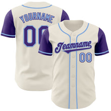 Laden Sie das Bild in den Galerie-Viewer, Custom Cream Purple-Light Blue Authentic Two Tone Baseball Jersey