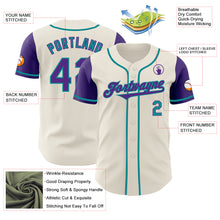 Laden Sie das Bild in den Galerie-Viewer, Custom Cream Purple-Teal Authentic Two Tone Baseball Jersey