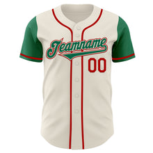 Laden Sie das Bild in den Galerie-Viewer, Custom Cream Kelly Green-Red Authentic Two Tone Baseball Jersey