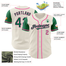 Load image into Gallery viewer, Custom Cream Kelly Green-Pink Authentic Two Tone Baseball Jersey