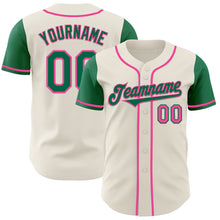 Load image into Gallery viewer, Custom Cream Kelly Green-Pink Authentic Two Tone Baseball Jersey
