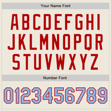 Laden Sie das Bild in den Galerie-Viewer, Custom Cream Light Blue-Red Authentic Two Tone Baseball Jersey