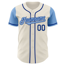 Laden Sie das Bild in den Galerie-Viewer, Custom Cream Light Blue-Royal Authentic Two Tone Baseball Jersey