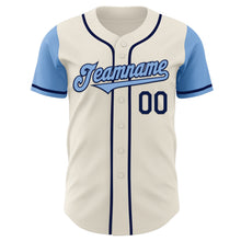 Laden Sie das Bild in den Galerie-Viewer, Custom Cream Light Blue-Navy Authentic Two Tone Baseball Jersey